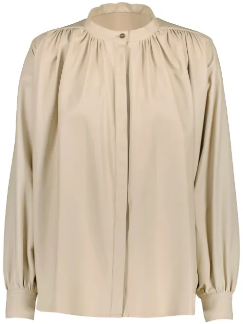 Yves Salomon pleated leather shirt Neutrals 25WYH20966APAR