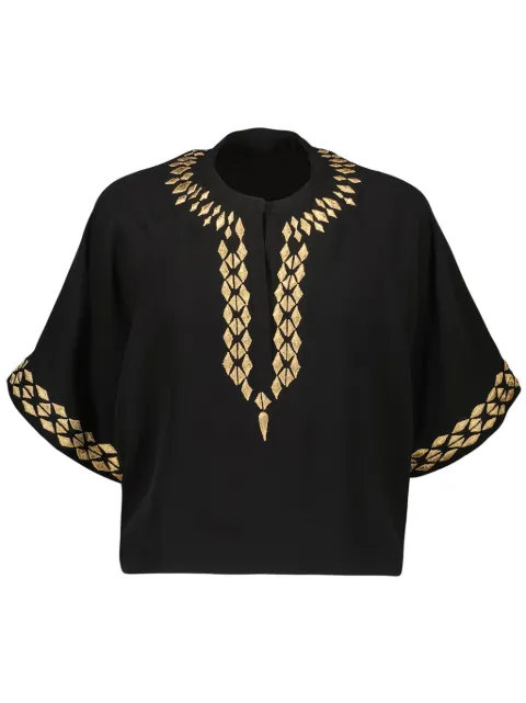 Yves Salomon embroidered silk blouse Black 25EYH05051CRSO