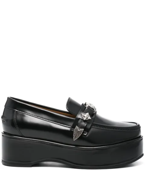 Toga Pulla plaque-detailed loafers Black FTGPW138409021