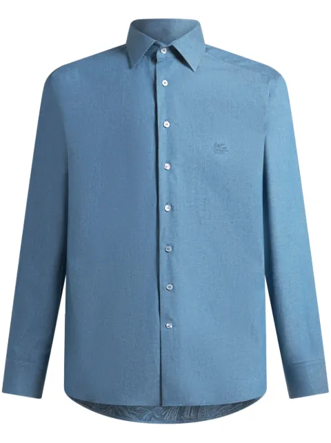 ETRO Pegaso-motif cotton shirt Blue MRIB000299SA5G4
