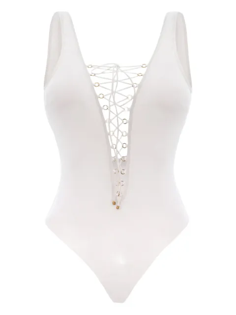 Noire Swimwear lace-up swimsuit White NSW445