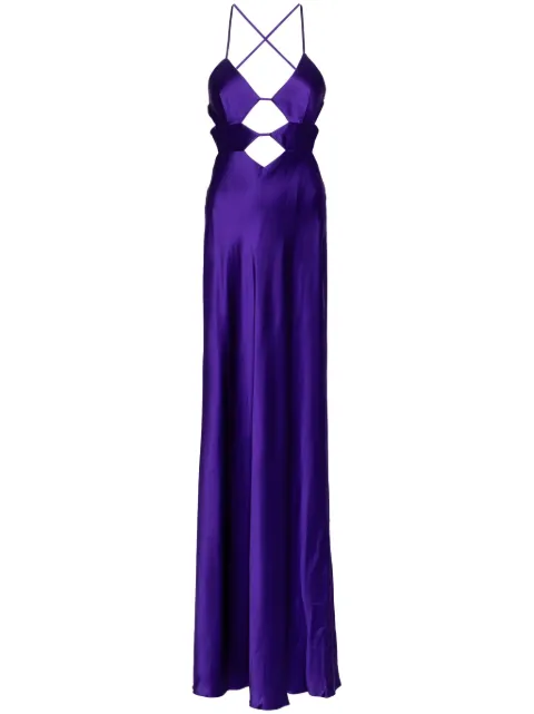 Michelle Mason Cutout Detail gown Purple M9383