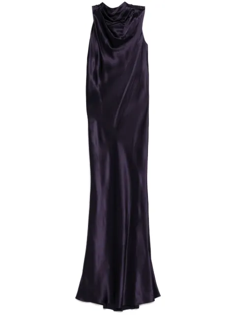 Michelle Mason ruffle bias gown Purple M9386