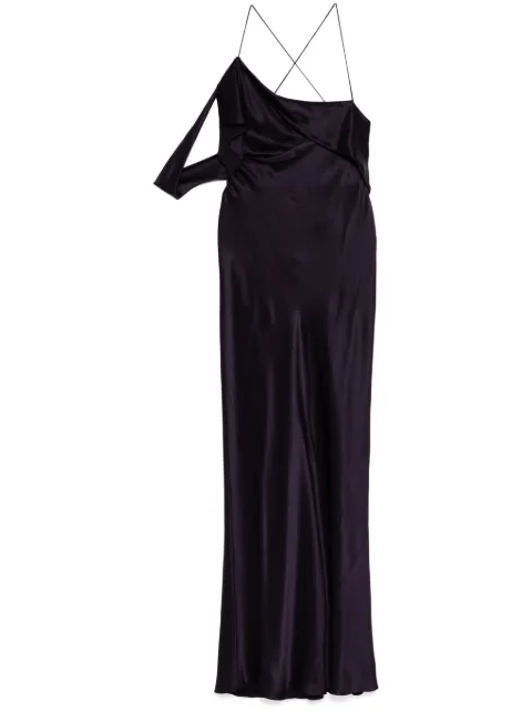 Michelle Mason asymmetric design silk gown Purple M9382