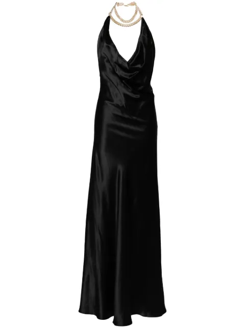Michelle Mason halterneck gown Black M9384