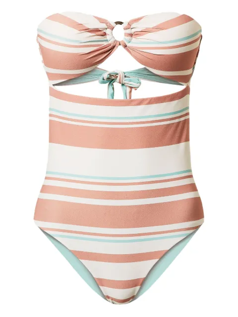 TWINSET striped bandeau swimsuit White 251LMMR00