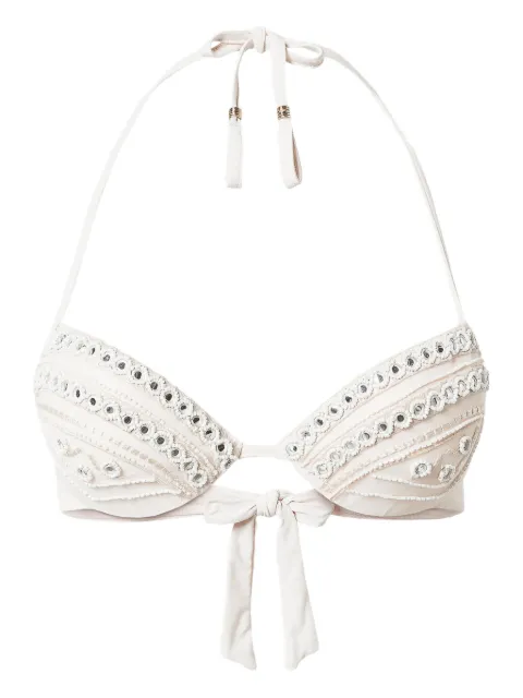 TWINSET embroidered bikini top Neutrals 251LMMF44
