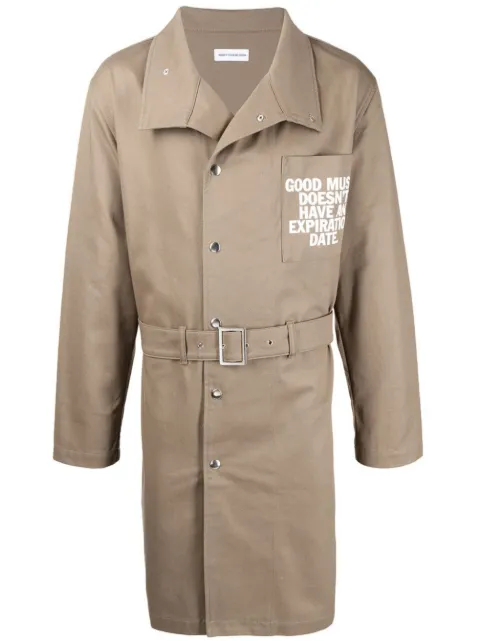 Honey Fucking Dijon graphic-print trench coat Brown HFD06K002