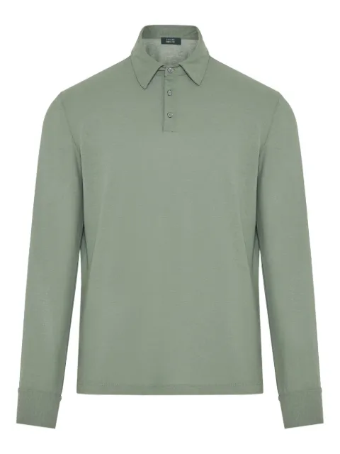 Zanone long-sleeve cotton polo shirt Green 815102ZG380