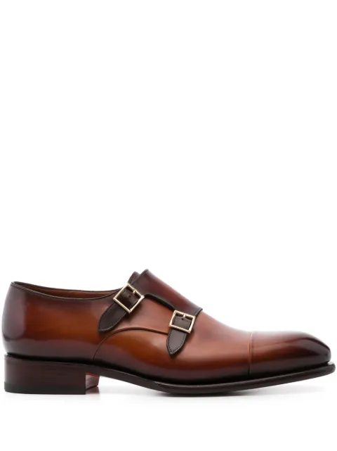Santoni polished leather monk shoes Brown MCCR11652MC1HPXXA91