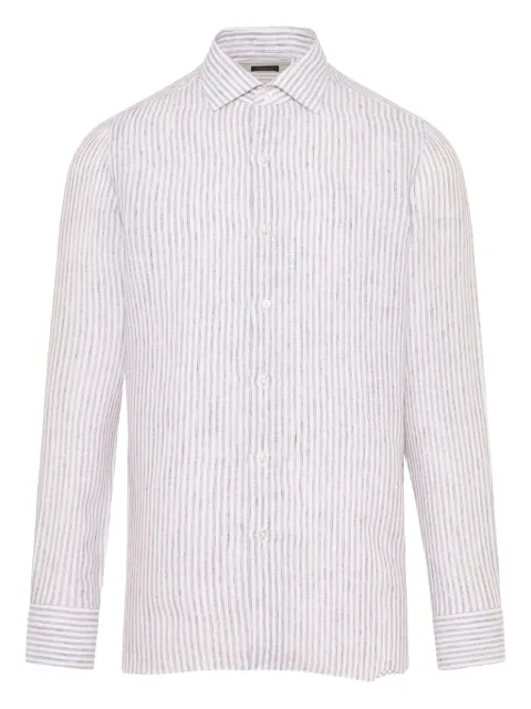 Finamore 1925 Napoli striped shirt Brown 240063P5092