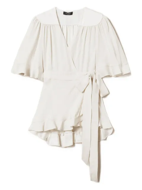 TWINSET ruffled wrap blouse White 251TS2240