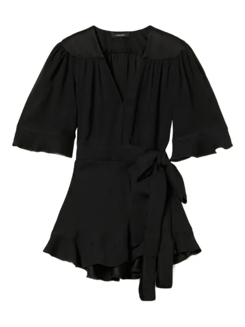 TWINSET ruffle-detail wrap top Black 251TS2240