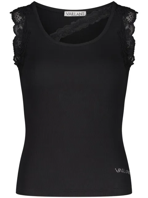 VAILLANT STUDIO lace-trim ribbed tank top Black LVTO080