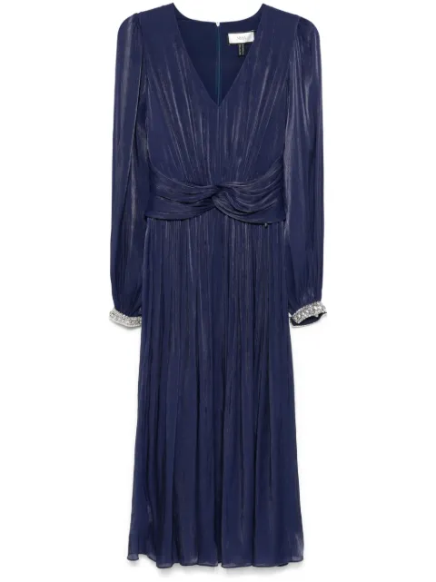 NISSA pleated chiffon midi dress Blue RS15873NAVY