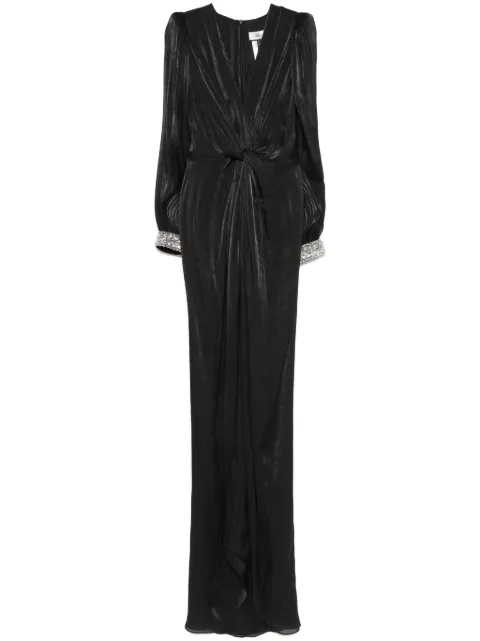 NISSA twist-detail chiffon maxi dress Black RS15872