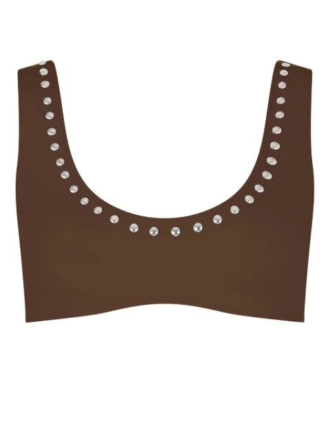Let's Swim studded bikini top Brown LSW025BKTOPNYLONLYCRABROWNSTUD