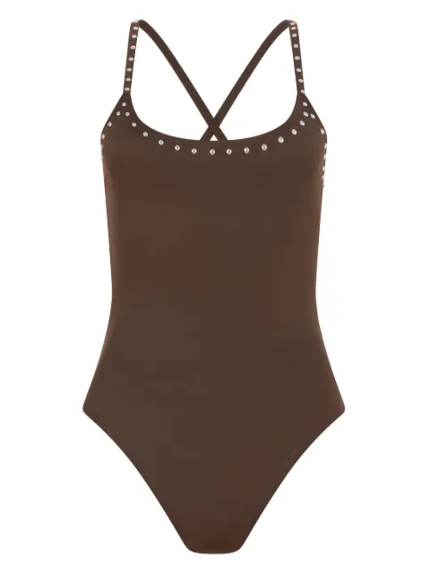 Let's Swim studded swimsuit Brown LSW039SSNYLONLYCRABROWNSTUD