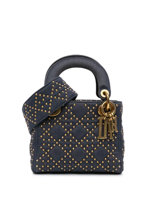 Christian Dior Pre-Owned 2017 Mini Denim Cannage Studded Supple Lady Dior satchel Blue EEACUS8X38LZG8NW