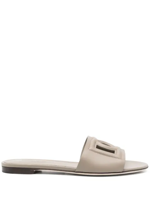 Dolce & Gabbana calfskin slides with DG Millennials logo Grey CQ0436AY329