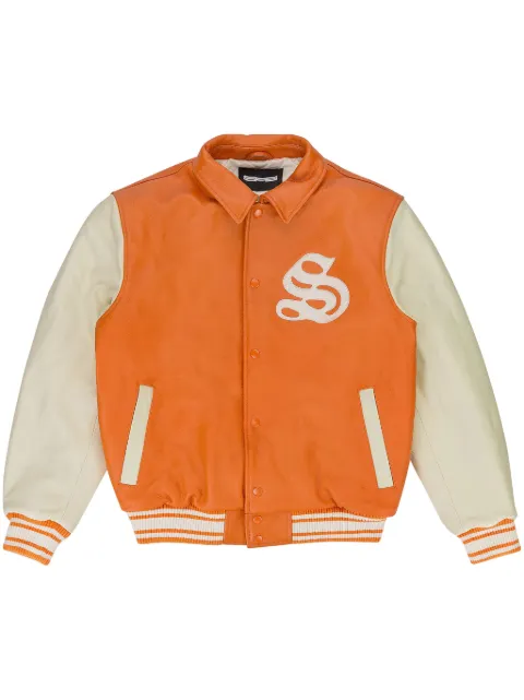 SP5DER logo-patch varsity jacket Orange SP5ORNGVJKT