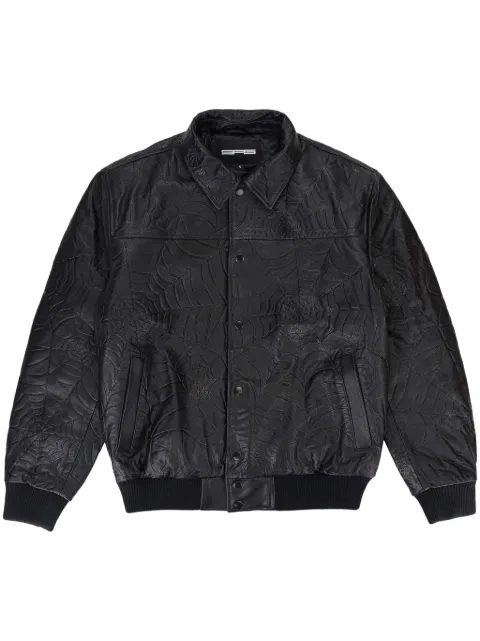 SP5DER debossed leather jacket Black SP5BLKWLTHR