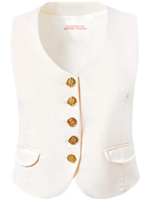 Alejandra Alonso Rojas V-neck wool vest Neutrals B690BWOL