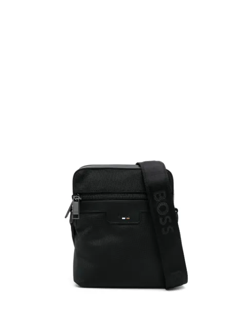 BOSS logo-debossed messenger bag Black 50536169