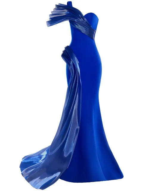 Gaby Charbachy draped mermaid gown Blue GCS1808