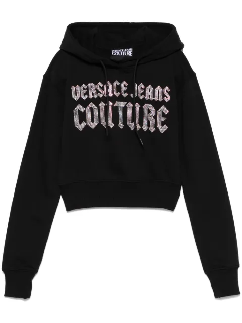Versace Jeans Couture rhinestone-logo hoodie Black 77HAIL00CF00L