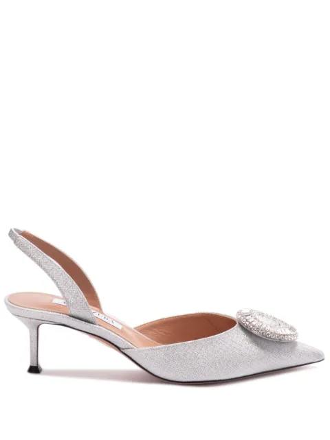 Aquazzura 50mm Crystal Hoop slingback pumps Silver CYPMIDL0GTS