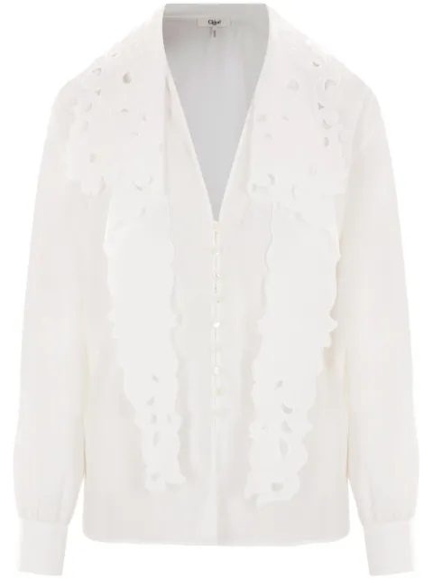 Chloé embroidered lavallière shirt White CH25SHT17310