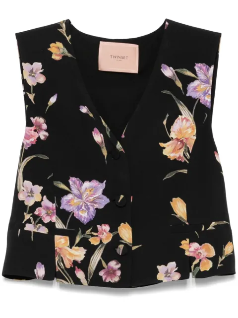 TWINSET floral-print waistcoat Black 251TP2777
