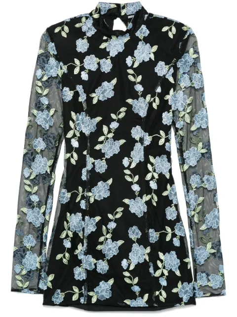 ROTATE BIRGER CHRISTENSEN mesh longsleeved mini dress Black 113897