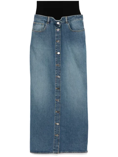 Alaïa knitted waistband denim skirt Blue AA9J0601T536A