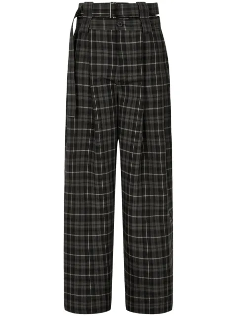 TOMBOY tartan-check belted trousers Black 9154431891
