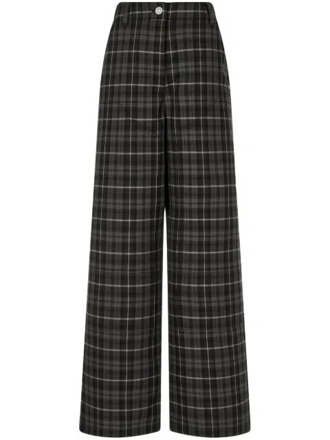 TOMBOY tartan check-pattern wide-leg trousers Black 9104431892