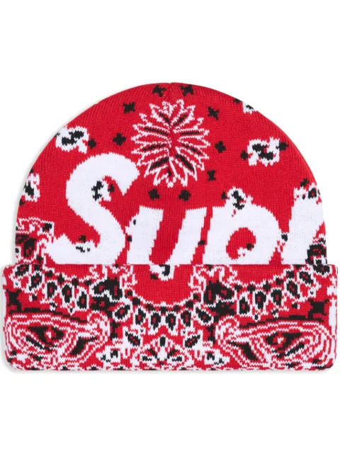 Supreme bandana-print beanie hat Red SU898