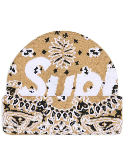 Supreme bandana-print beanie hat Brown SU899