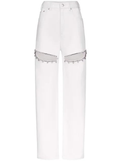 AREA crystal-embellished jeans White 0000P01335