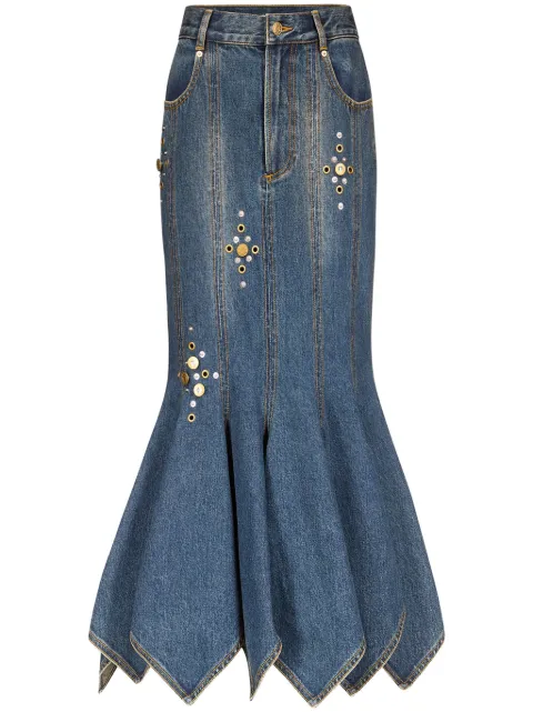AREA stud-detail midi skirt Blue RS25AWSK0045DE01