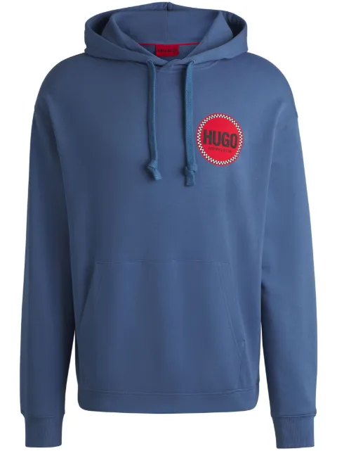HUGO logo-print hoodie Blue 50530658