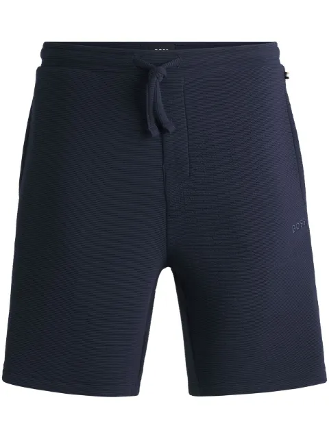BOSS logo-embroidered pajama shorts Blue 50527391