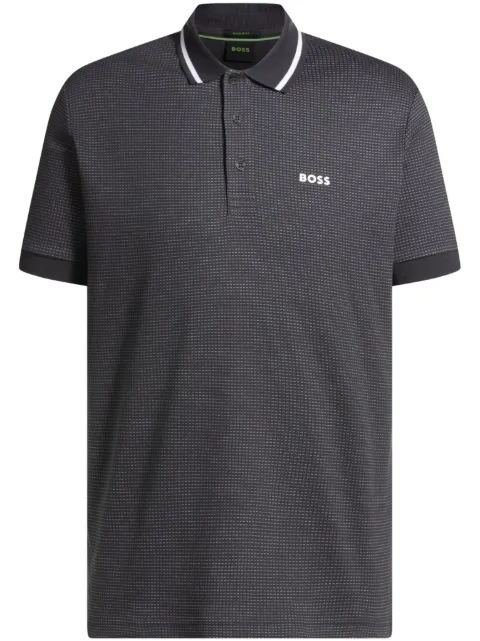BOSS pattern-jacquard polo shirt Grey 50533249