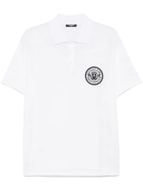 Balmain Coin-print polo shirt White EH1GC026BC94