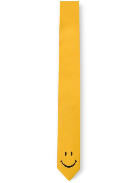 Moschino smiley face-motif tie Yellow Q055009D0M5832V