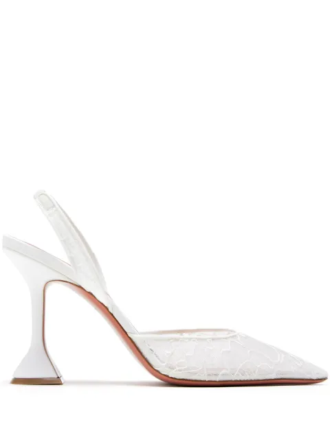Amina Muaddi 95mm Holli pumps White 12S357472HOL