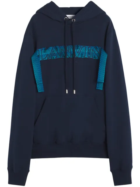 Lanvin Curb-lace hoodie Blue RMHO0001J199P25
