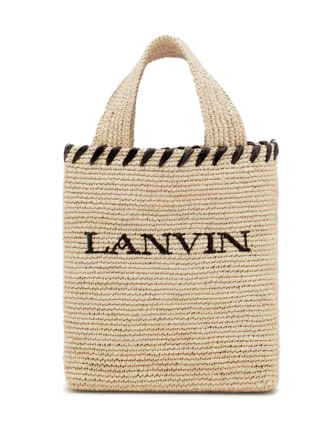 Lanvin logo-motif raffia tote bag Neutrals LWBGST01RAF1P25
