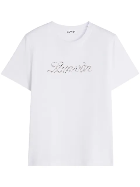 Lanvin sequinned-logo T-shirt White RWTS9030J176P25